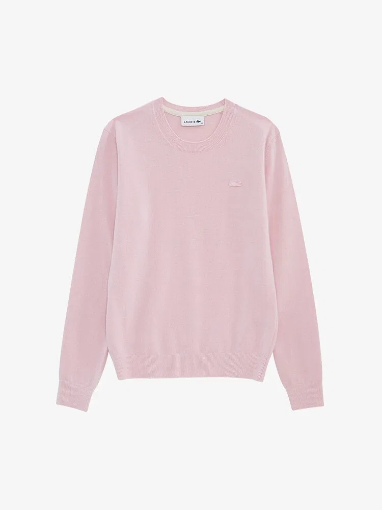 Свитер женский LACOSTE Pink, базовый пуловер из 100% шерсти — фото 4