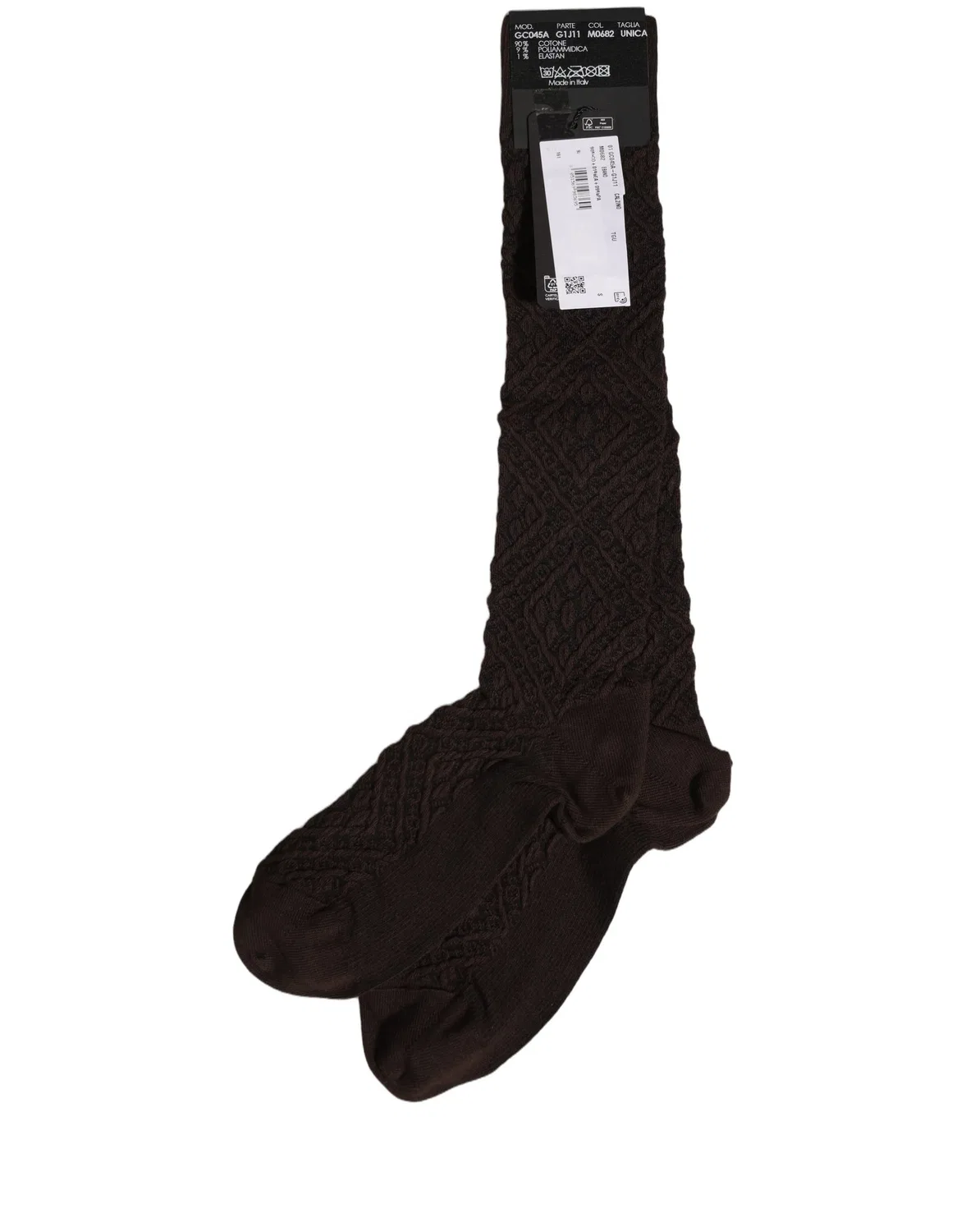 Мужские высокие носки с геометрическим узором Dolce & Gabbana, Dark Brown — фото 2
