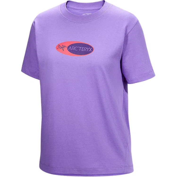 Женская футболка с коротким рукавом Arcteryx, Ivory White/Mountain Mallow Purple/White Light/Aster — фото 2