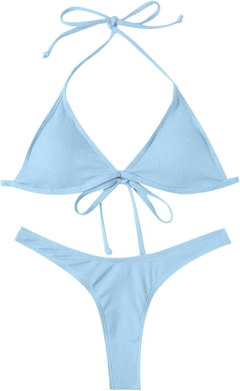 Женский бикини-комплект с рюшами Halter Triangle, Blue