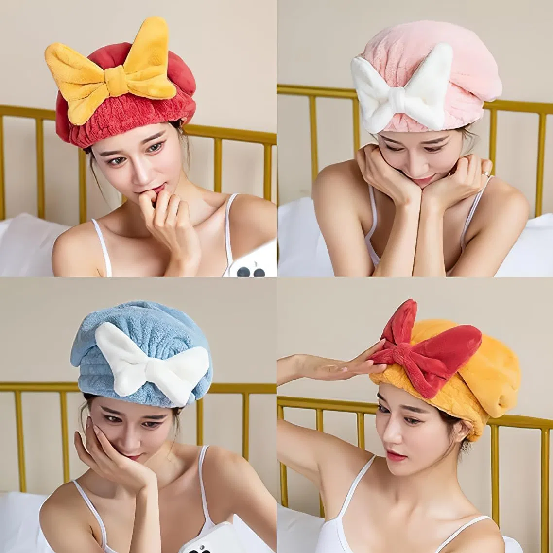 Микрофибровая шапочка для сушки волос GAMIRA, 4 шт, 26x27 см, 4pcs-a — фото 4