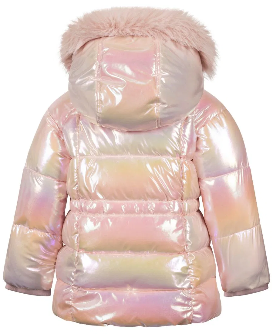 Детское стеганое пальто с капюшоном, длинным рукавом, Shimmer Box Quilt Anorak S Rothschild & CO, Pink — фото 2