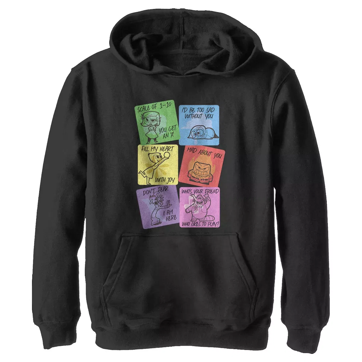 Детский свитшот с принтом Inside Out Emotions Valentine Cards Pullover Hoodie Inside Out, Black