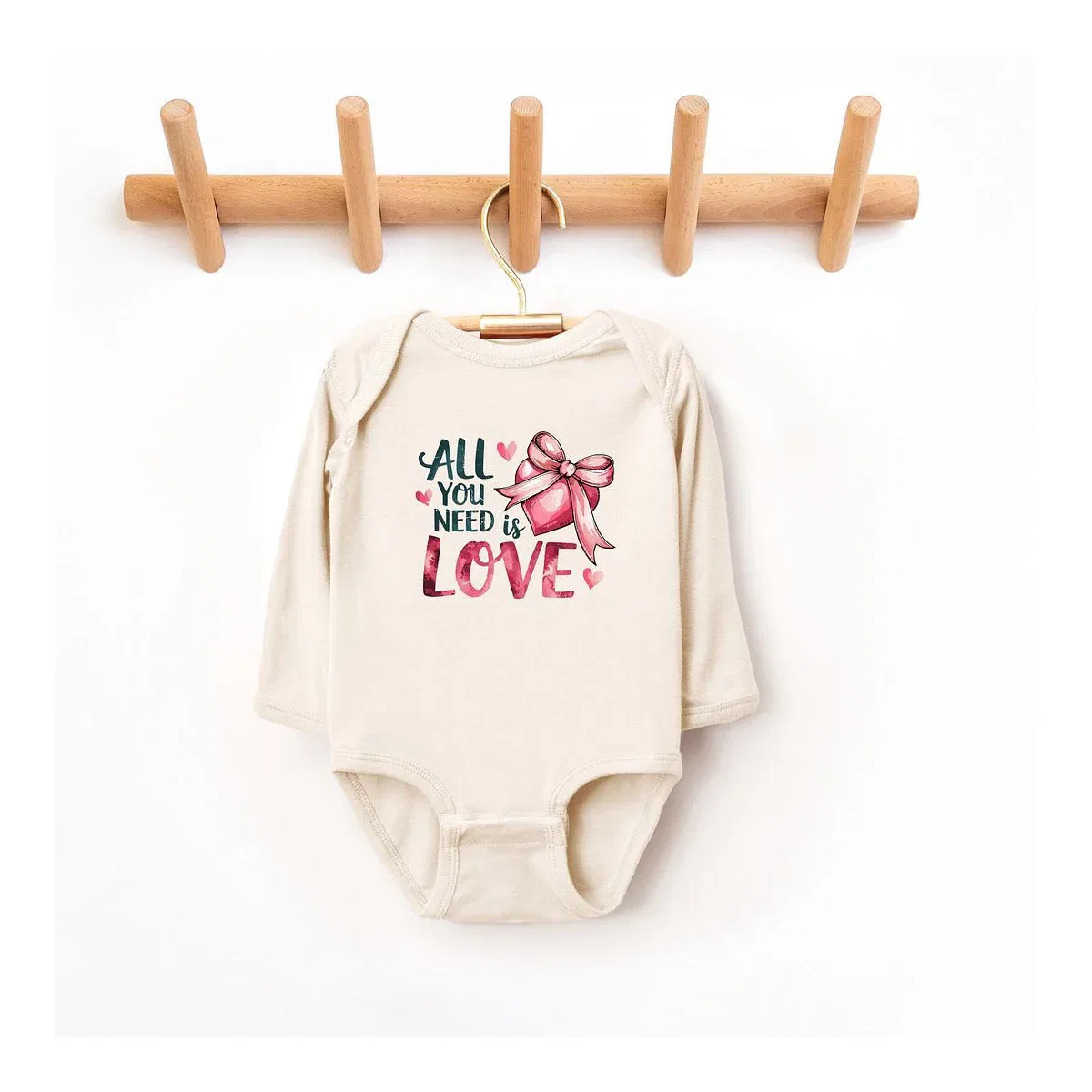 Детский боди с длинным рукавом All You Need Is Love Coquette The Juniper Shop, Natural