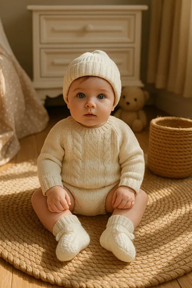 Детские пинетки для новорожденных с рисунком Dapwear'S Kids, Ecru