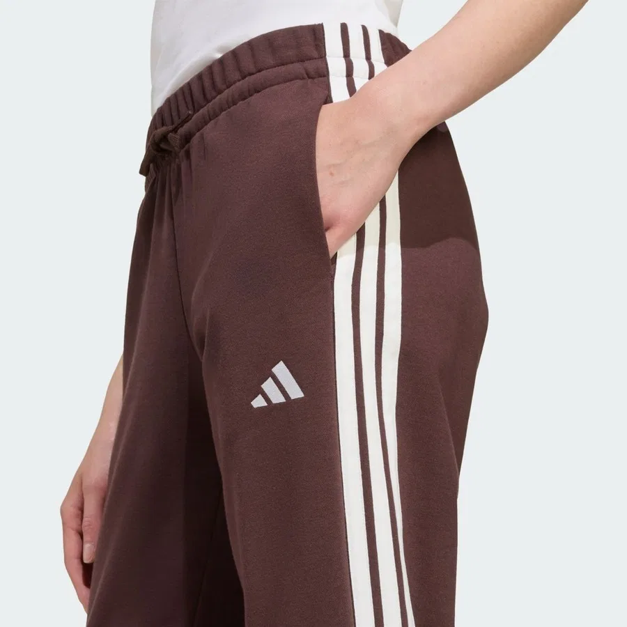 Спортивные штаны с манжетами Essentials 3-Stripes Sportswear adidas, Коричнево-белый — фото 4