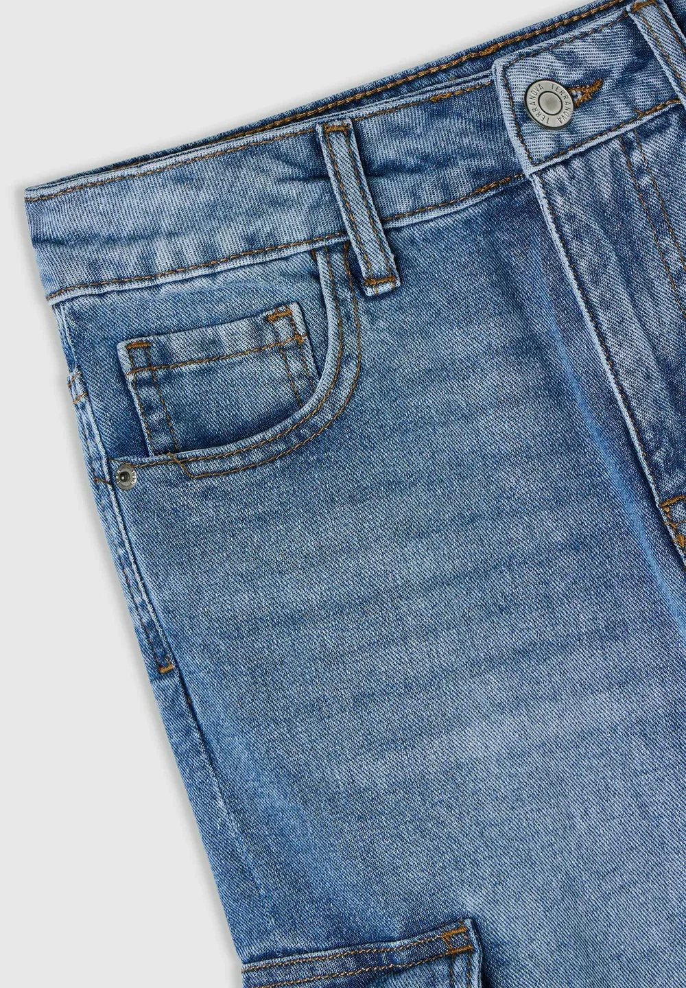 Джинсы карго с широкими штанинами - джинсы свободного кроя Terranova, Blu Denim Medio — фото 2
