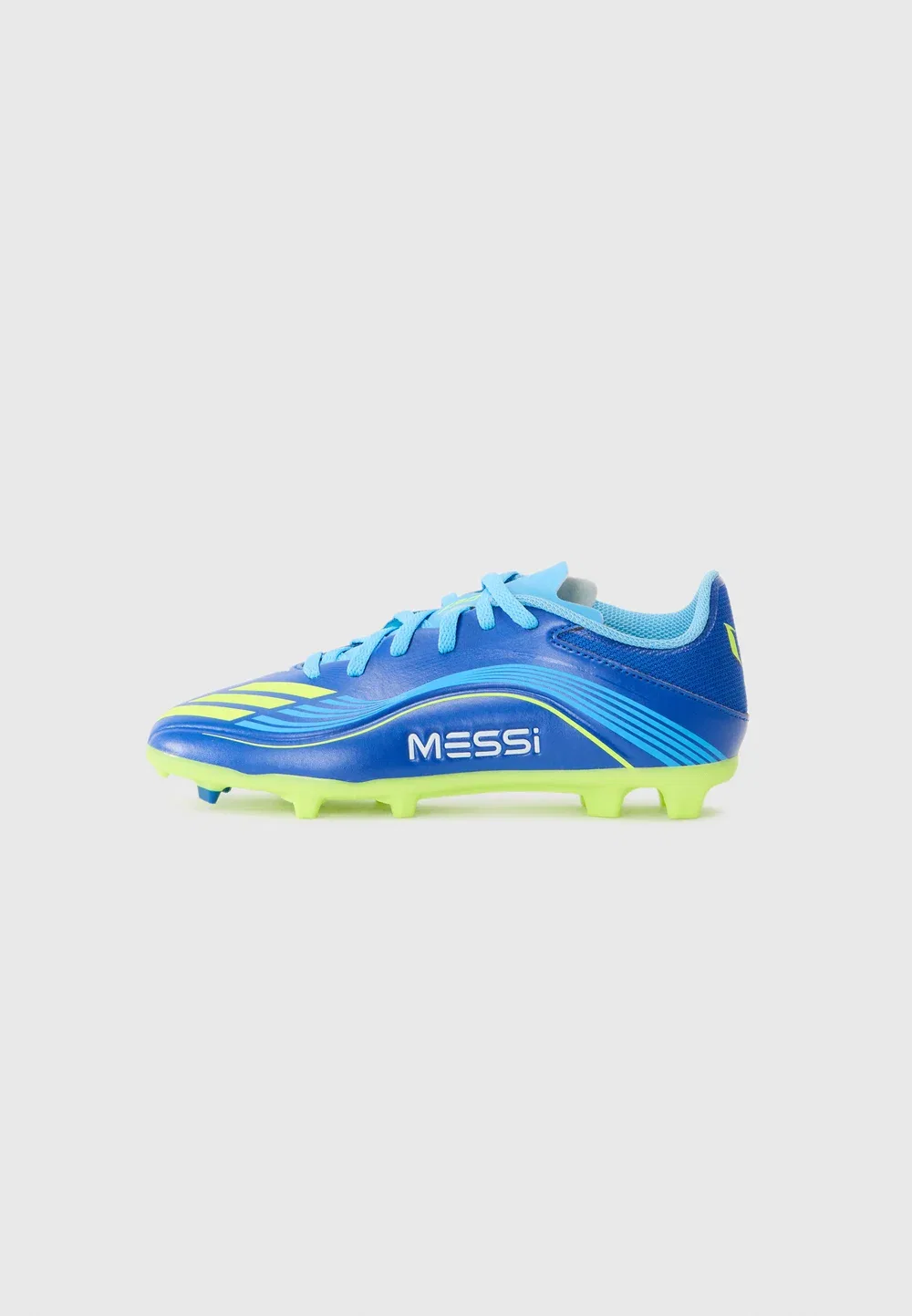 Футбольные бутсы F50 Messi League FG/MG унисекс для твердого грунта Adidas Performance, Team Royal Blue/Solar Yellow/Semi Blue Burst
