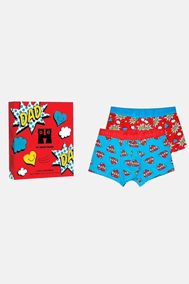Детские боксеры для мальчиков с принтом Super Dad Themed 2-Piece Boxer Set Happy Socks, Multicolor