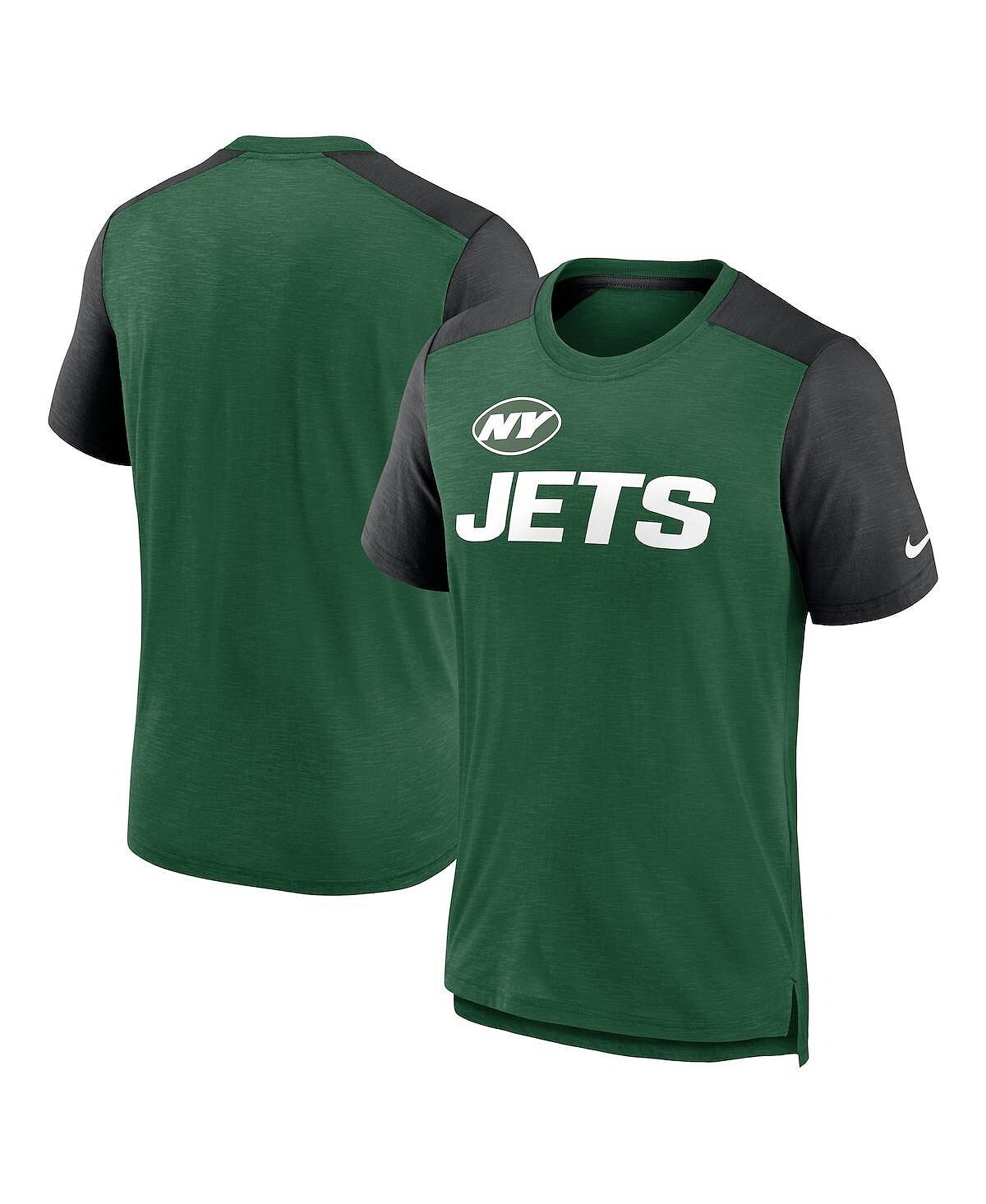 

Мужская меланжевая зеленая, меланжево-черная футболка new york jets color block team name Nike, мульти