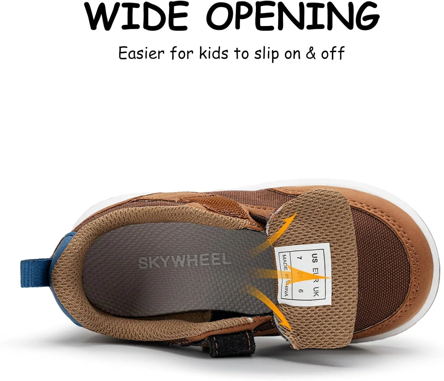 Детские кроссовки для мальчиков повседневные SKYWHEEL, Brown Toddler Shoes — фото 3