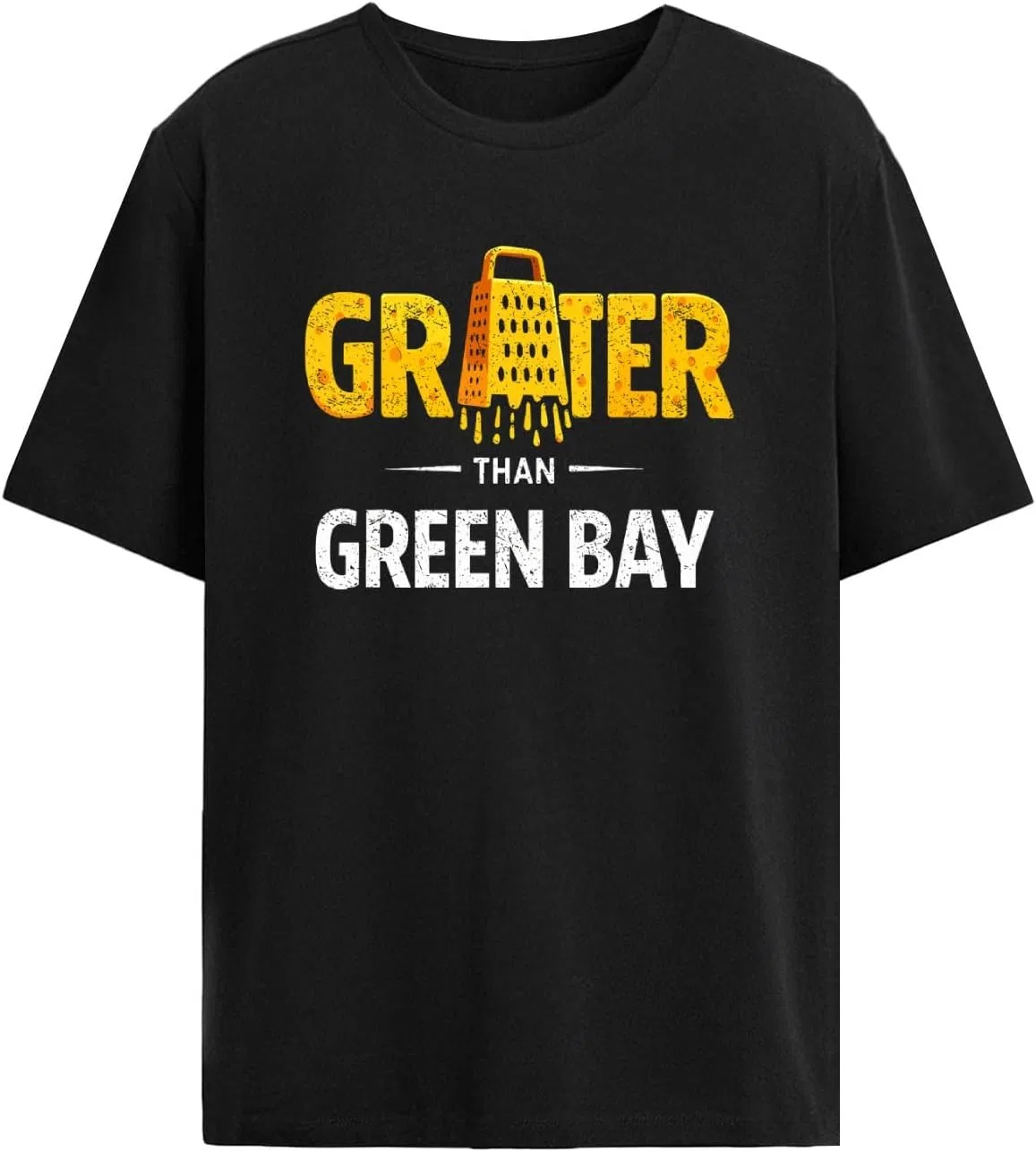 Мужская футболка с буквенным принтом Grater Than Green Bay Greater Cheese Grate, Allblack