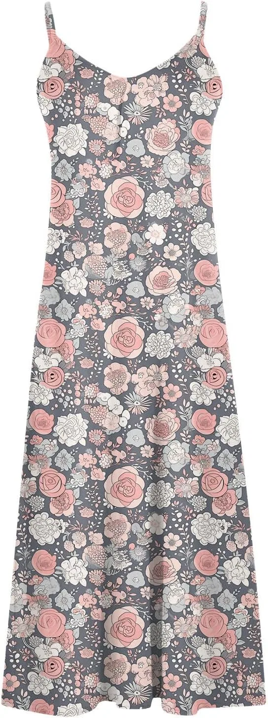Женское летнее платье макси с V-образным вырезом Vintage Printed, Multicolor — фото 3