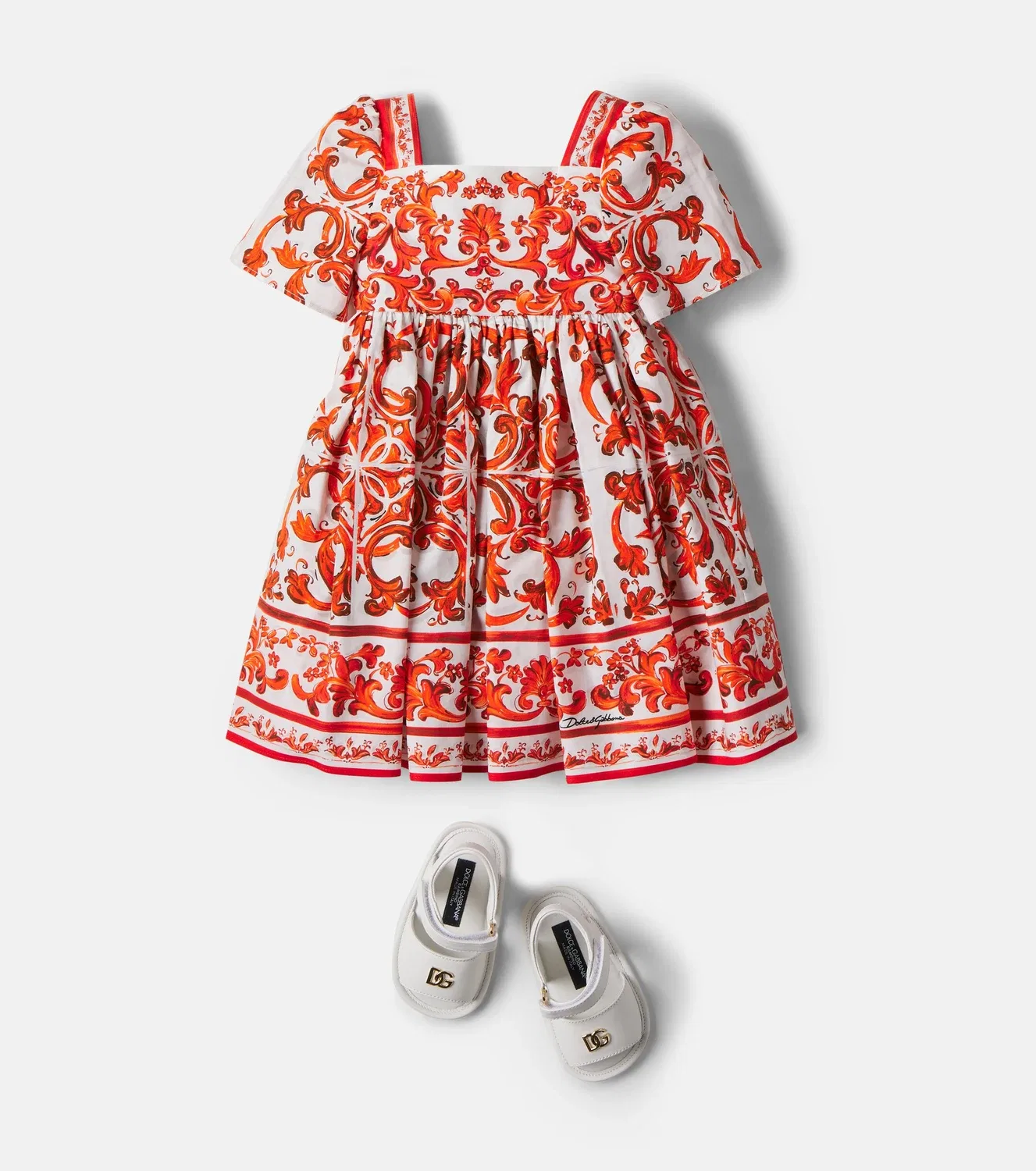 Платье с принтом Dolce&Gabbana Kids, оранжевый — фото 2