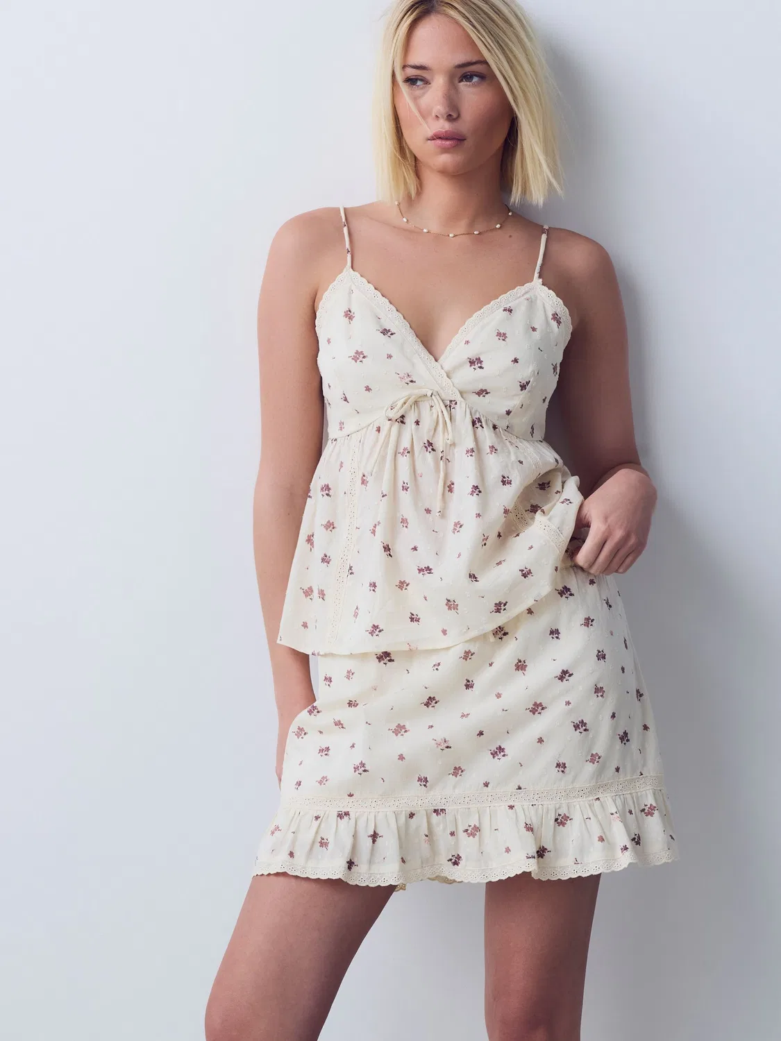 Юбка-шорты мини с цветочным принтом, Cream Ditsy Floral Print Next, кремовый — фото 4