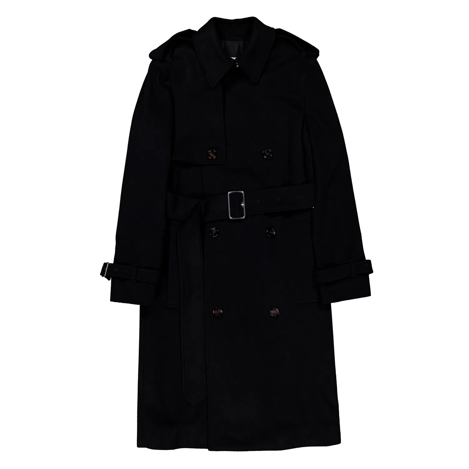 Пальто-тренч из кашемира с лацканами Notched-Lapel Belted Cashmere Trench Coat Burberry, Black — фото 4