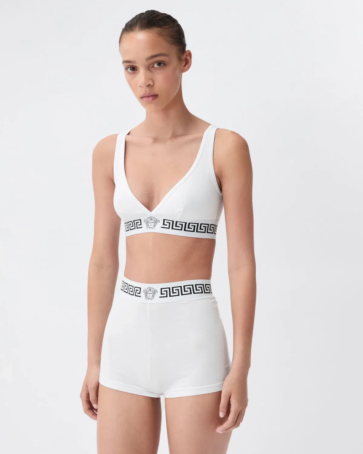 Бюстгальтер-топ из хлопкового джерси VERSACE, белый — фото 2