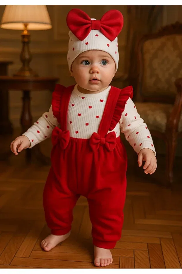 Детский комплект для новорожденных хлопковый Pjishop, Red — фото 2