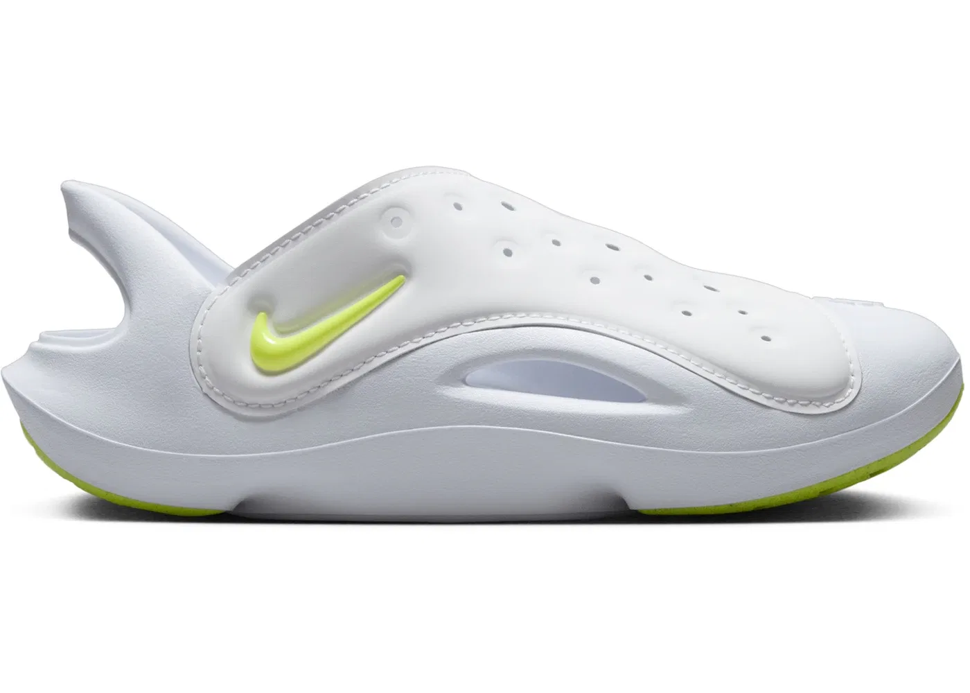 Детские сандалии-слайды с логотипом Nike Aqua Swoosh Nike, White Pure Platinum Volt