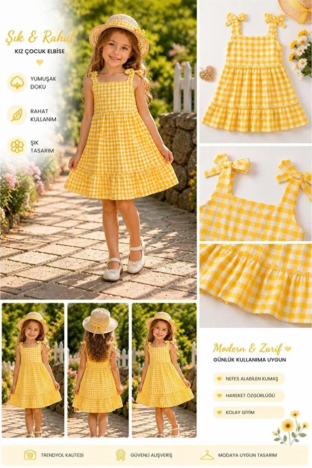 Детское платье для девочек с принтом Kozadankids, Yellow — фото 2