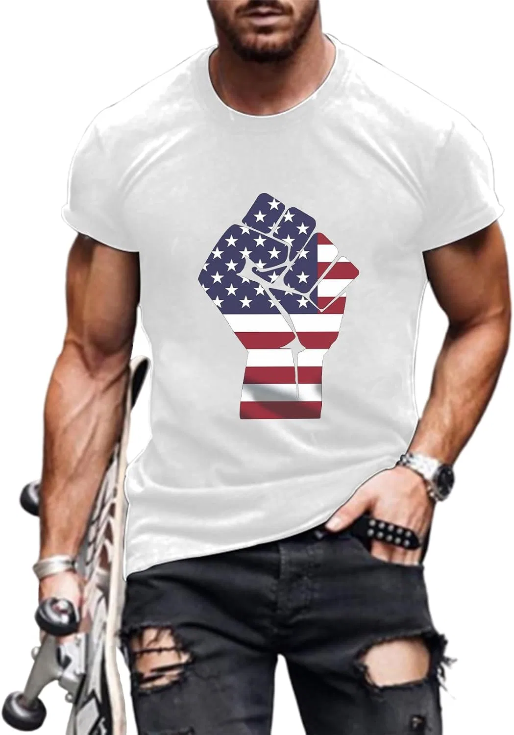 Мужская футболка с принтом Patriotic Tee, A — фото 4