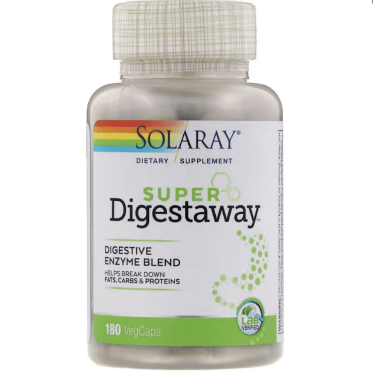 Смесь пищеварительных ферментов Super Digestaway, Digestive Enzyme Blend, 180 растительных капсул, Solaray - фото