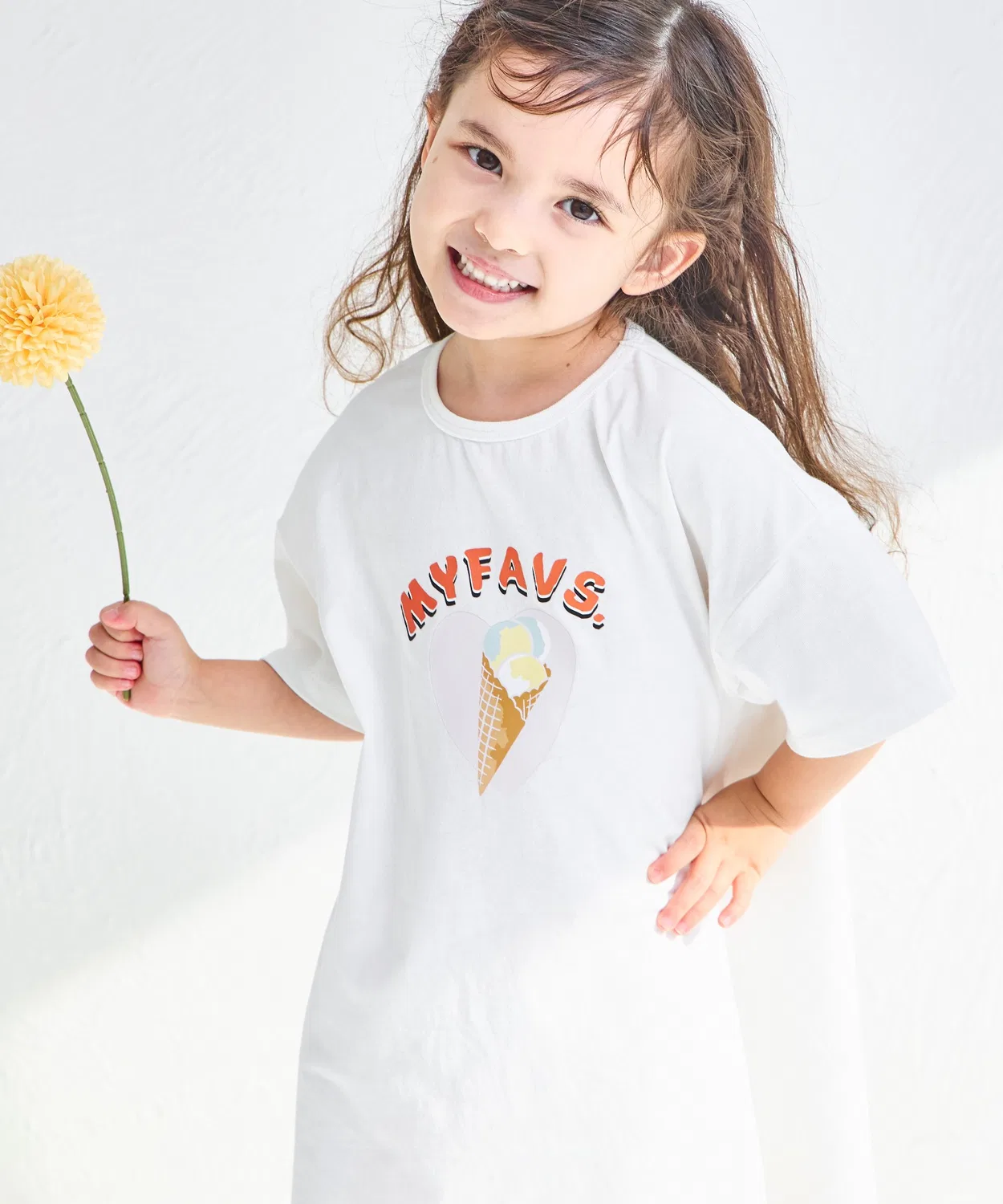 Детская туника с принтом с коротким рукавом pairmanon, Beige — фото 2