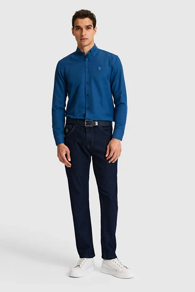 Мужская рубашка с длинным рукавом Basics U.S. Polo Assn., Light Lacivert — фото 4