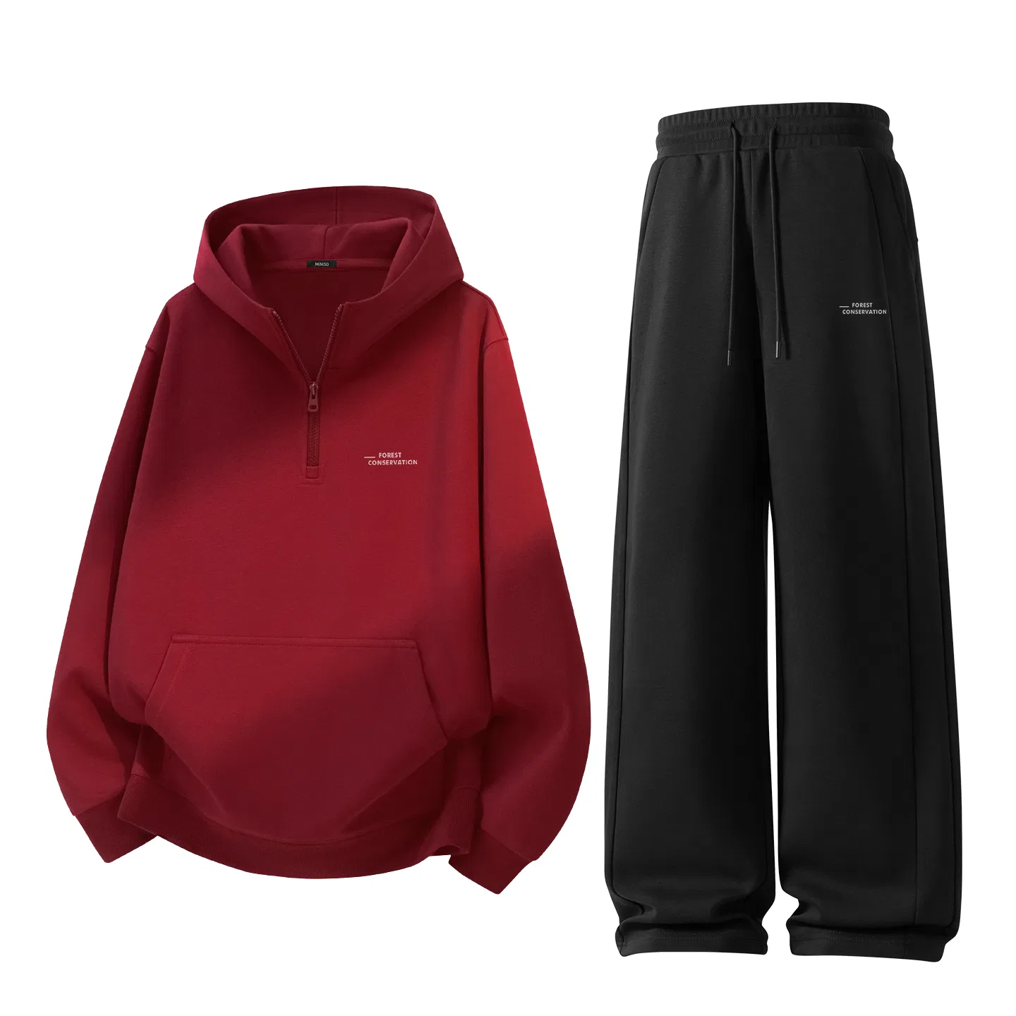 Детский комплект худи и штанов с капюшоном MINISO, Burgundy Black