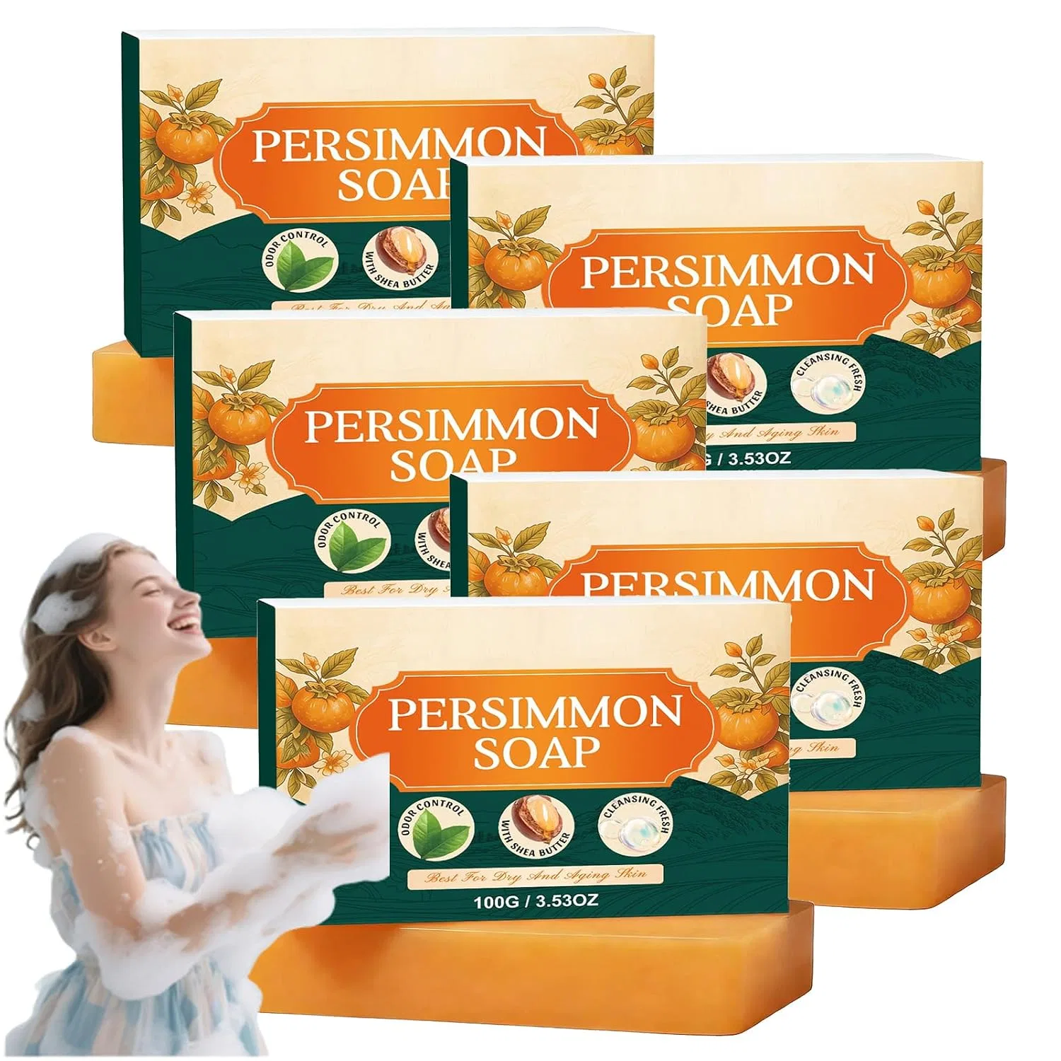 Мыло очищающее с хурмой XINRAN, 5 шт, 100 г, 5pcs