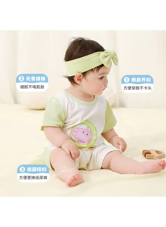 Боди-комбинезон с коротким рукавом хлопковый Peppa Pig, зеленый — фото 4
