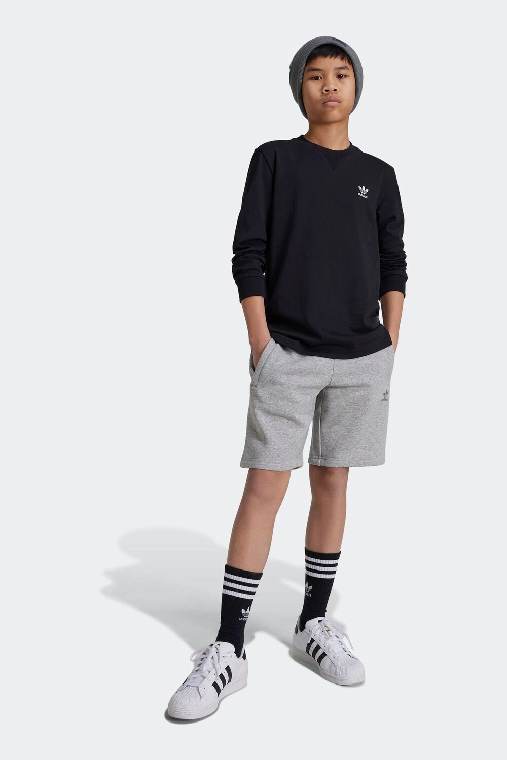 

Футболка с длинным рукавом из 100% хлопка Adidas, черный