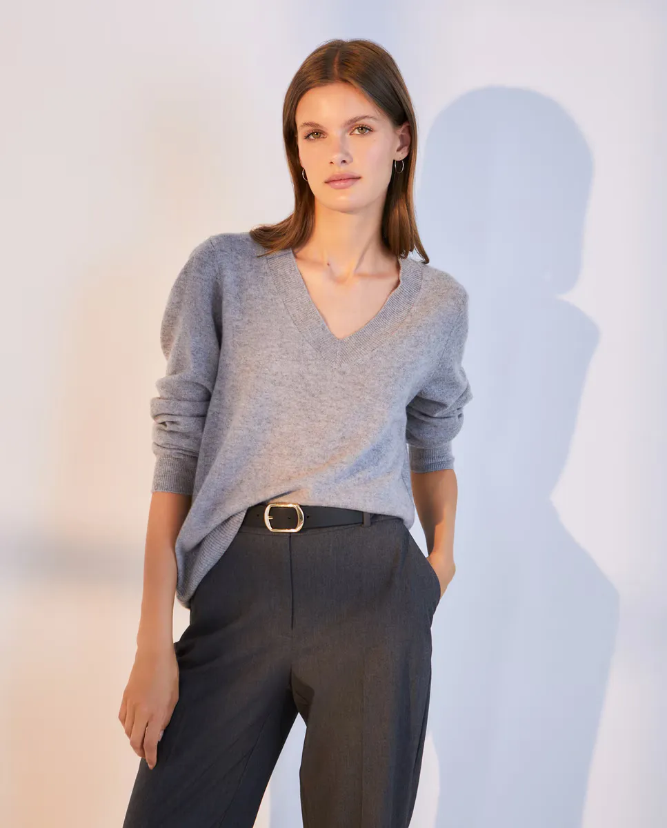 

Женский свитер с v-образным вырезом из 100% кашемира Woman El Corte Inglés, цвет 820 Gris Medio