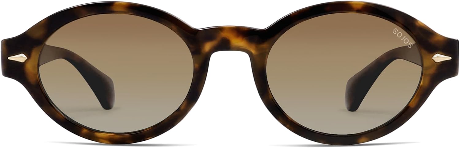 

Солнцезащитные очки SOJOS Retro Oval Polarized для женщин и мужчин, стильные и модные, в стиле 90-х, с защитой от УФ-излучения, модель SJ2630, Tortoise Frame Brown Grading Lens
