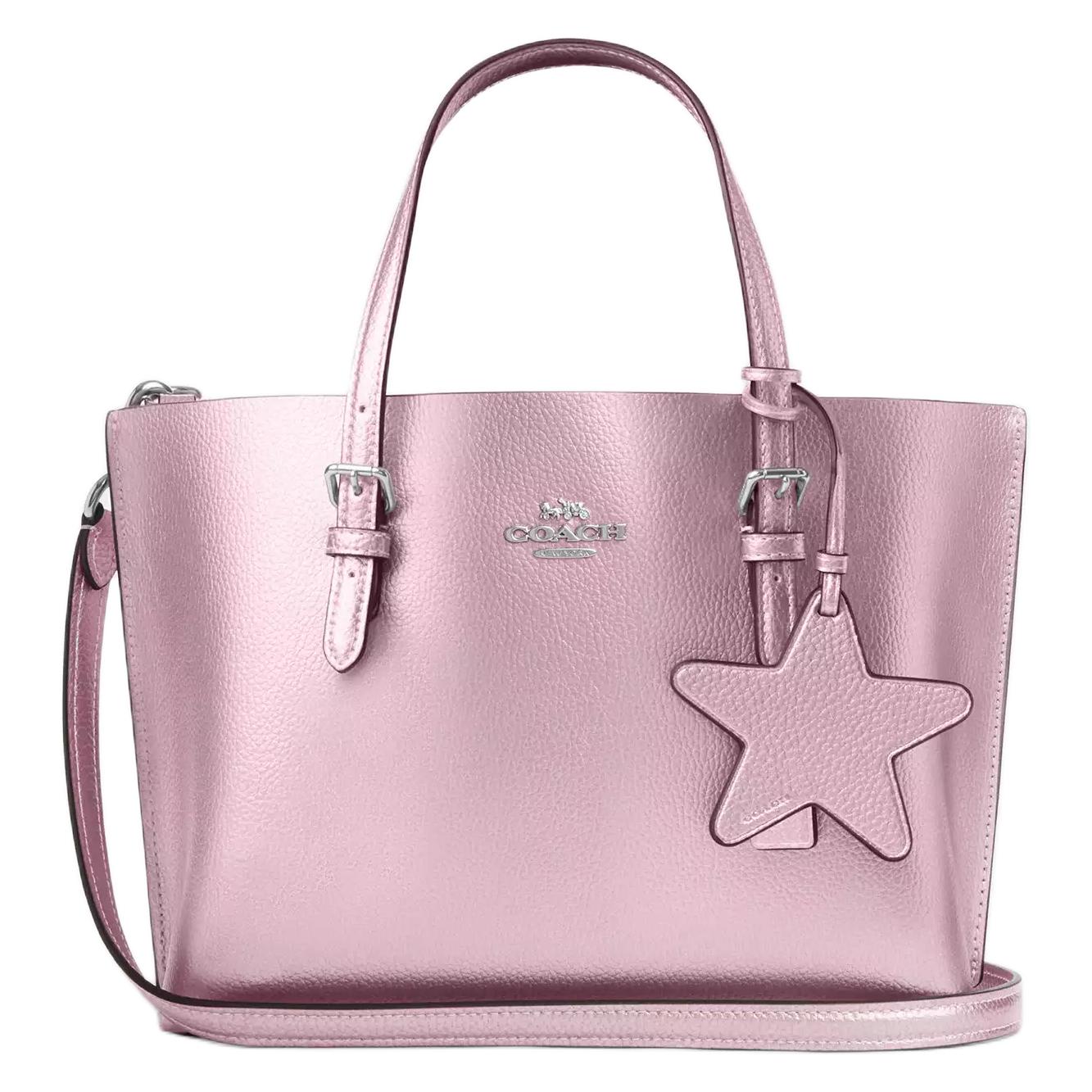 

Coach Кожаная сумка-тоут, сумка для покупок, сумка через плечо, сумка-кроссбоди, женская сумка среднего размера, розовая