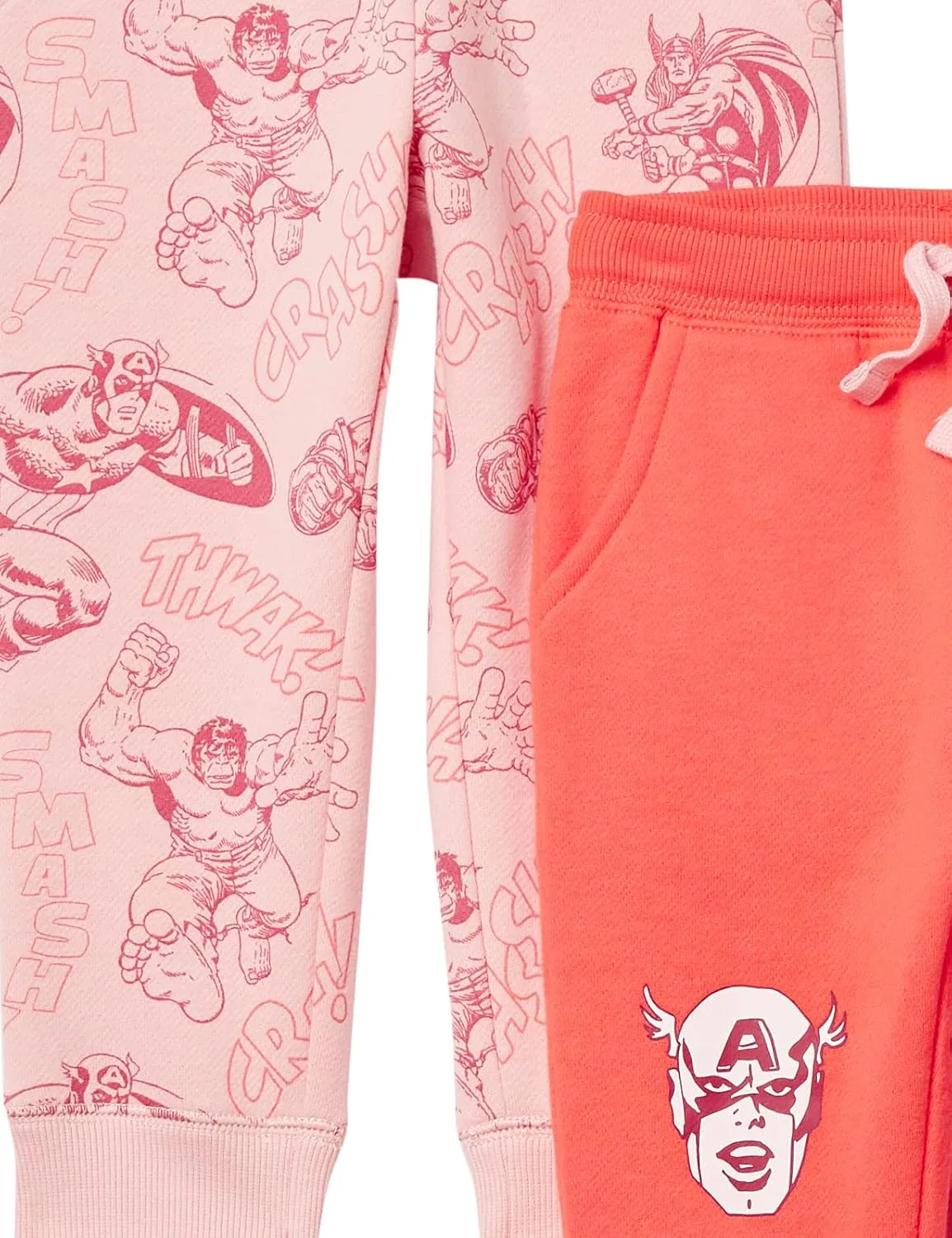 Спортивные флисовые штаны-джоггеры Amazon Essentials Disney | Marvel | Star Wars | Princess для девочек и малышек, комплект из 2 штук, Pink Marvel Avengers — фото 2