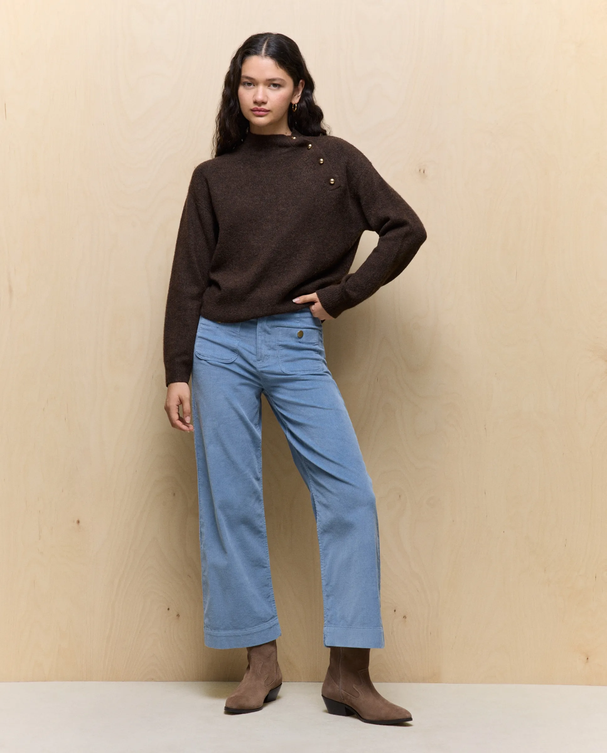 

Женский джемпер с пуговицами Easy Wear, коричневый