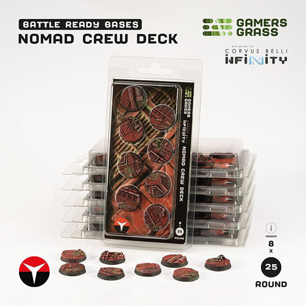 

Аксессуары Gamers Grass Battle Ready Bases: Nomad Crew Deck - Round 25mm (8)