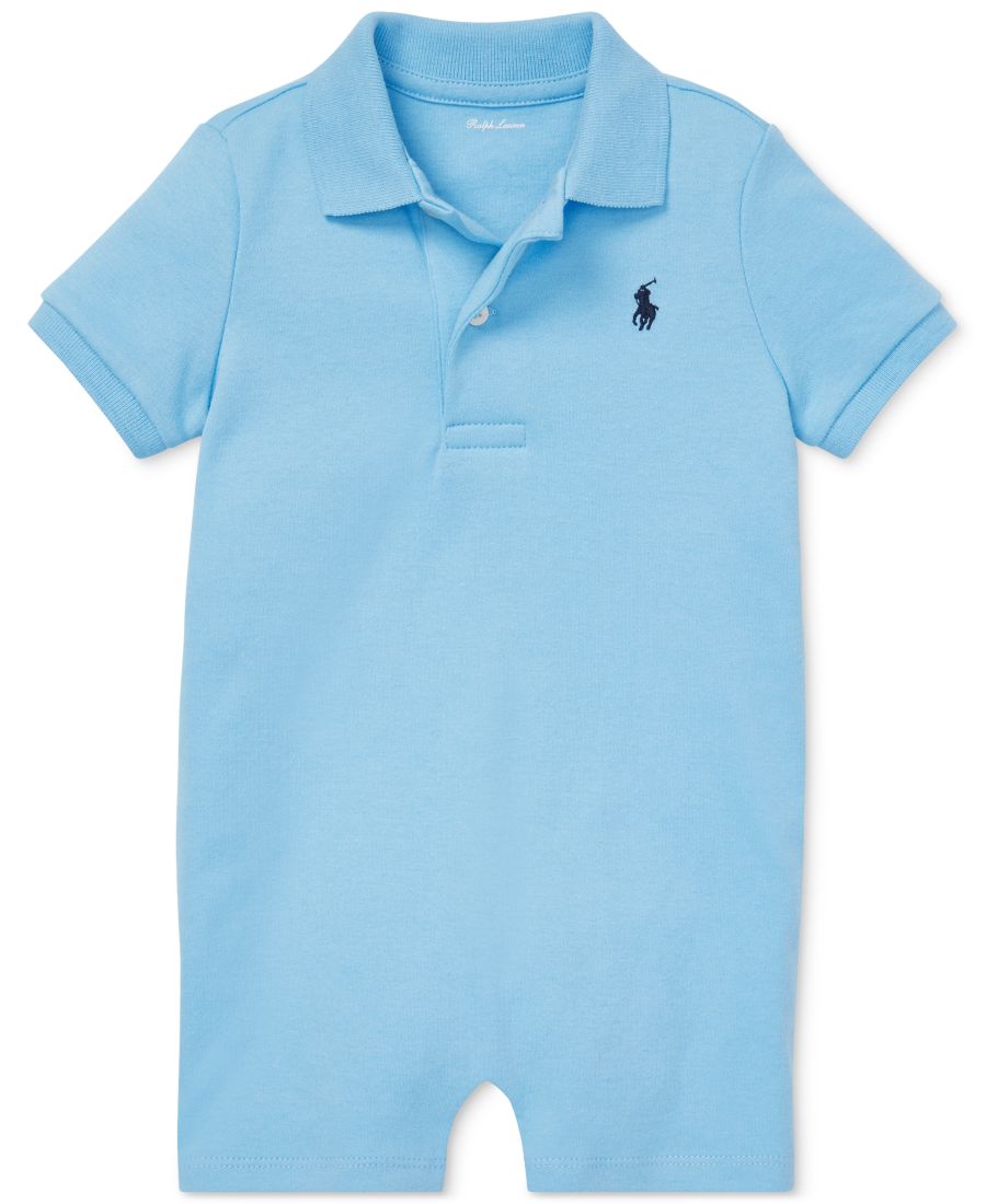 

Детский хлопковый комбинезон-поло с коротким рукавом для мальчиков Polo Ralph Lauren, Suffield Blue