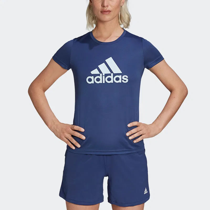 Футболка синяя Adidas с круглым вырезом — фото 4