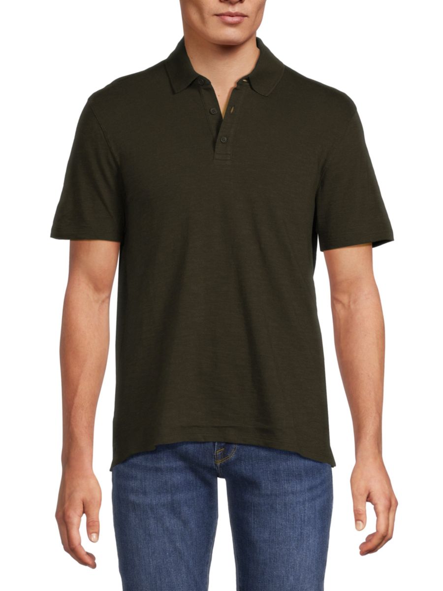 

Однотонное поло с коротким рукавом Vince, цвет Moss Green