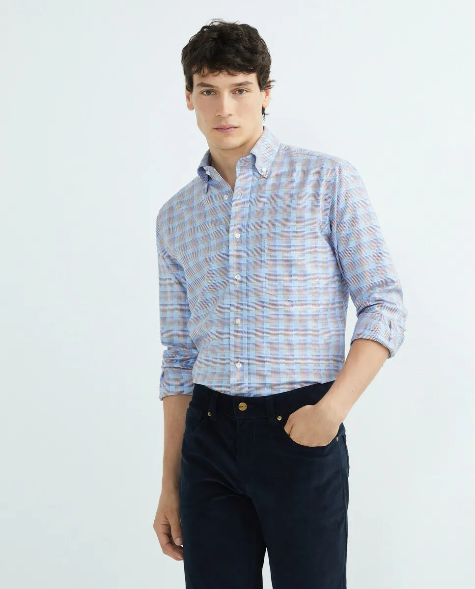 

Мужская повседневная оксфордская рубашка в клетку с длинными рукавами Mirto, светло-голубой