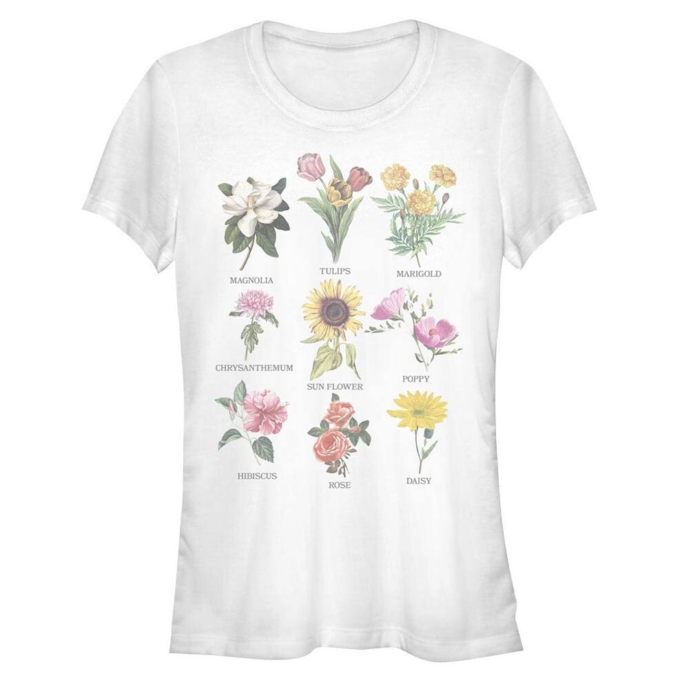 

Футболка с графическим узором Juniors' Anthology Flower Samples, белый