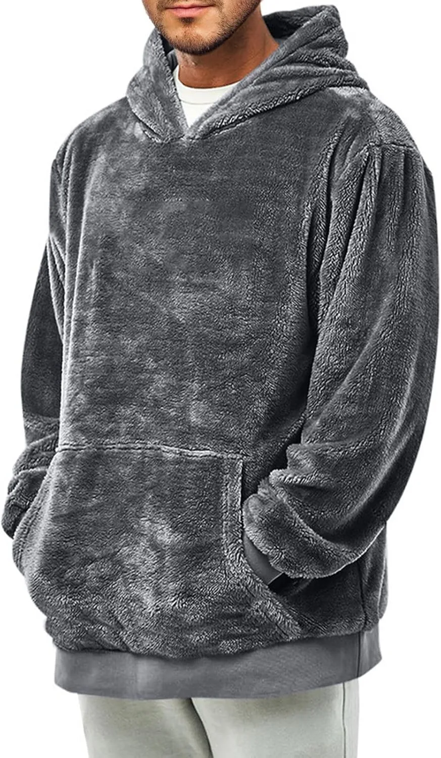 

Wankang мужская худи оверсайз с бархатным капюшоном