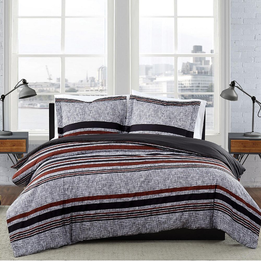 

Одеяло и нашивка в полоску London Fog Warren, цвет Gray Black