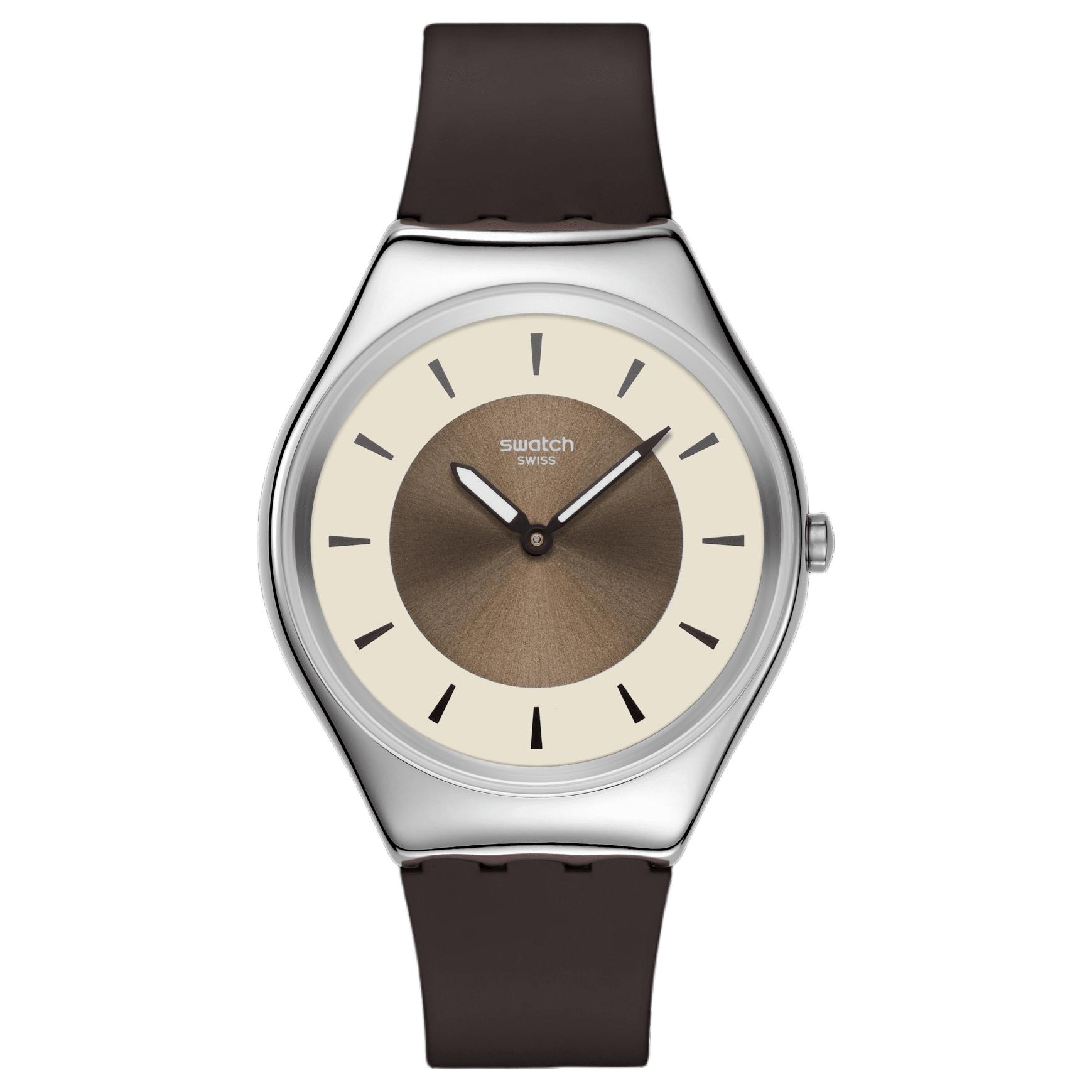 

SWATCH Часы Essentials Collection Quartz Movement Unisex Watch 38mm Beige Watch Dial Stainless Steel Case Silicone Strap, Beige Watch Dial