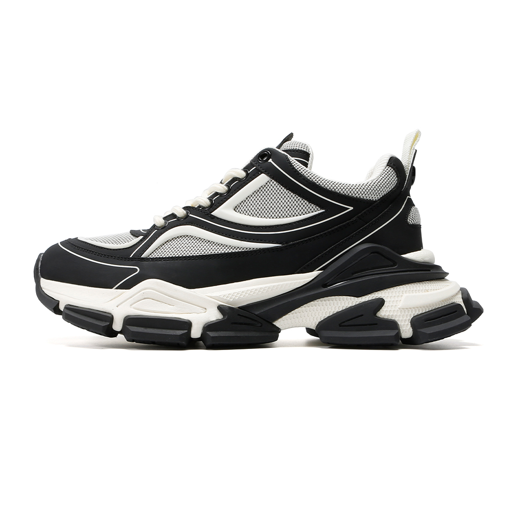 

Kemaron Скользоустойчивые износостойкие дышащие низкие массивные кроссовки унисекс черно-белые женские, цвет Black White, Women's