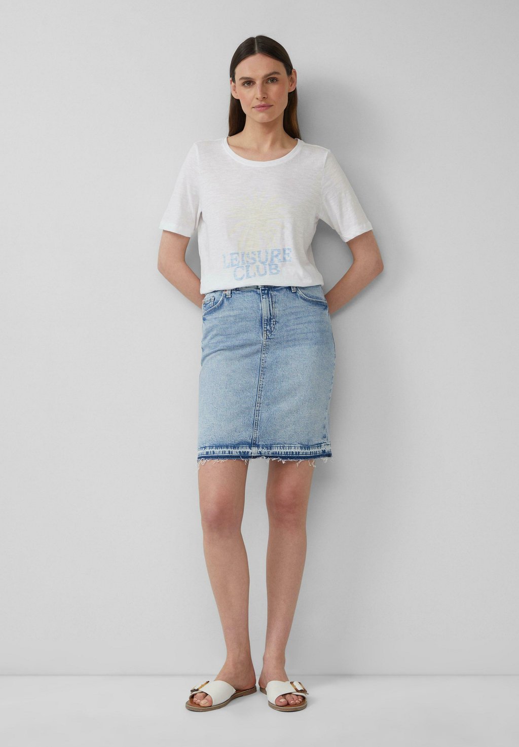 

Джинсовая юбка MIT OFFENEM SAUM - Pencil skirt s.Oliver, синий