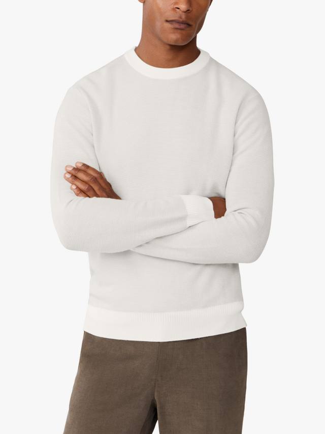 

Свитер с воротником-гольф из мериносовой шерсти с медовым узором Hackett London, Off White