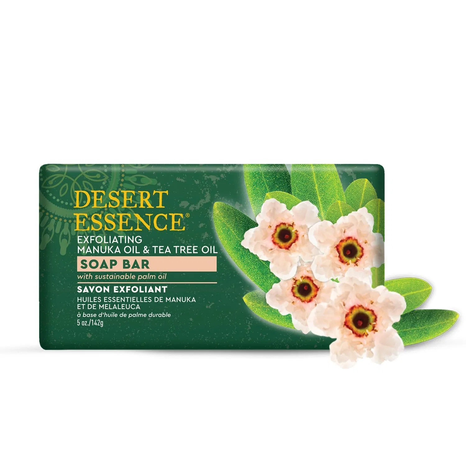 Эксфолирующее мыло Desert Essence Manuka & Melaleuca, набор 2 шт, 284 г, Чайное дерево — фото 2